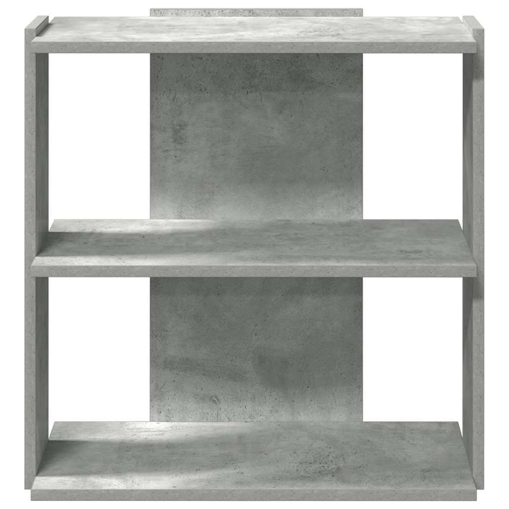 Bibliotecă cu 3 niveluri gri beton 60x30x60 cm lemn