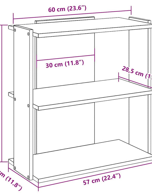 Încărcați imaginea în vizualizatorul Galerie, Bibliotecă 3 niveluri stejar fumuriu 60x30x60 cm lemn prelucrat
