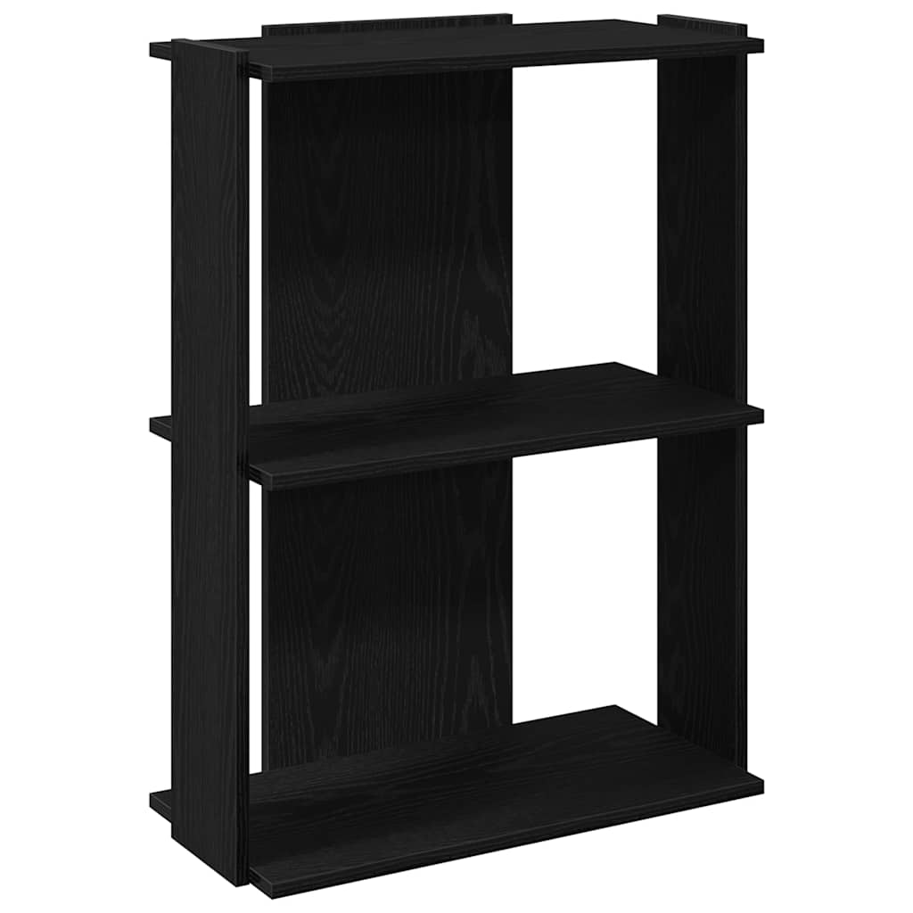 Bibliotecă cu 3 etaje, negru, 60x30x80 cm, lemn de prelucrare