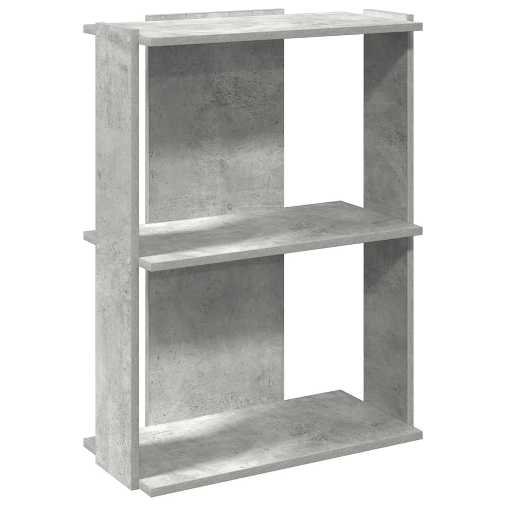 Bibliotecă cu 3 niveluri, gri beton, 60x30x80 cm lemn prelucrat