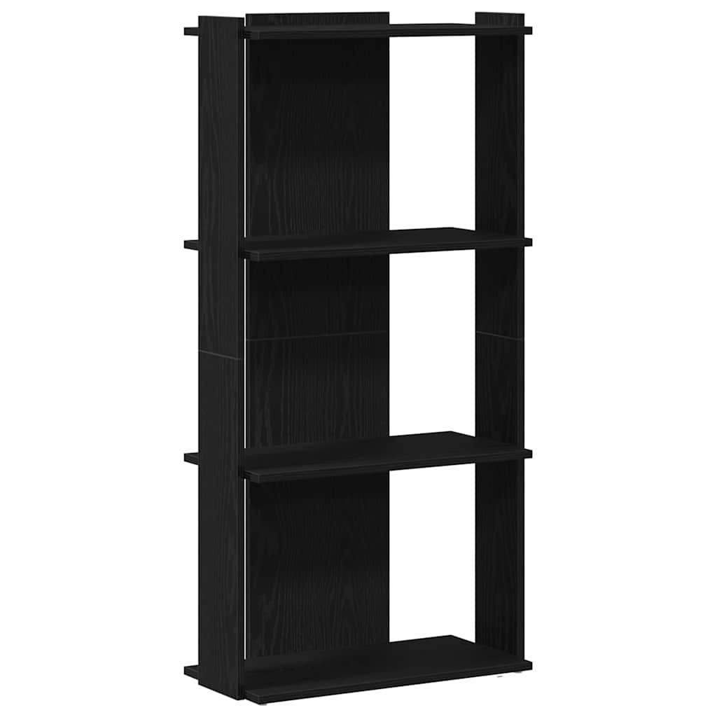 Bibliotecă cu 3 niveluri, negru, 60x30x120 cm, lemn prelucrat