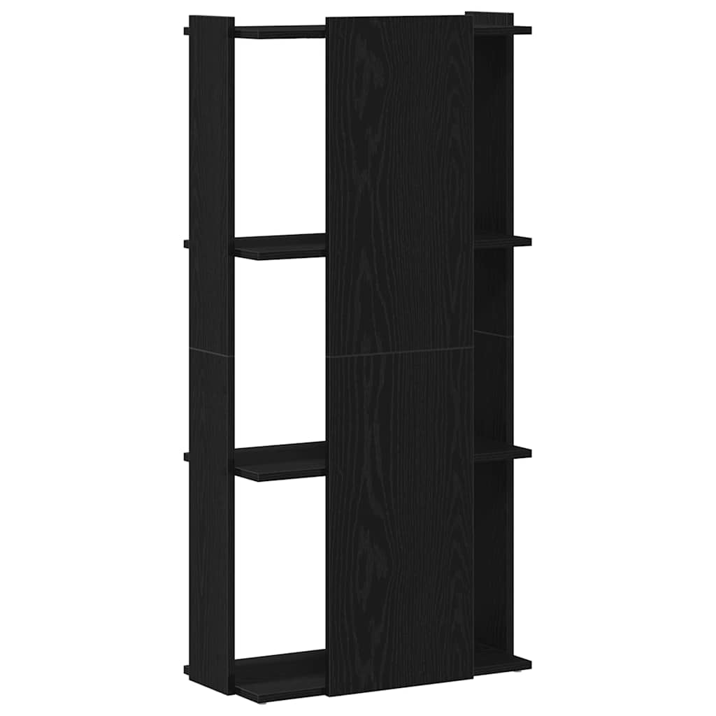 Bibliotecă cu 3 niveluri, negru, 60x30x120 cm, lemn prelucrat