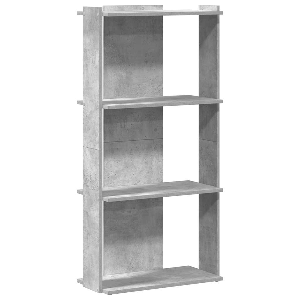 Bibliotecă cu 3 niveluri, gri beton, 60x30x120cm lemn prelucrat