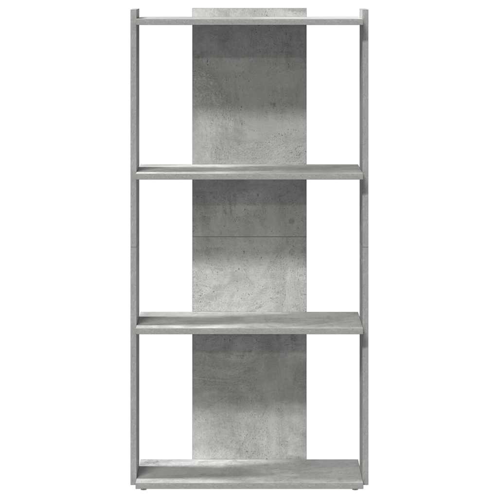 Bibliotecă cu 3 niveluri, gri beton, 60x30x120cm lemn prelucrat