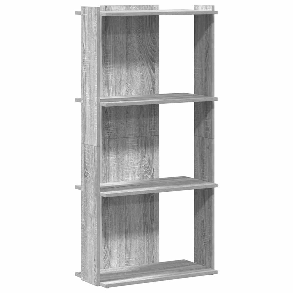 Bibliotecă cu 3 niveluri gri sonoma 60x30x120 cm lemn prelucrat