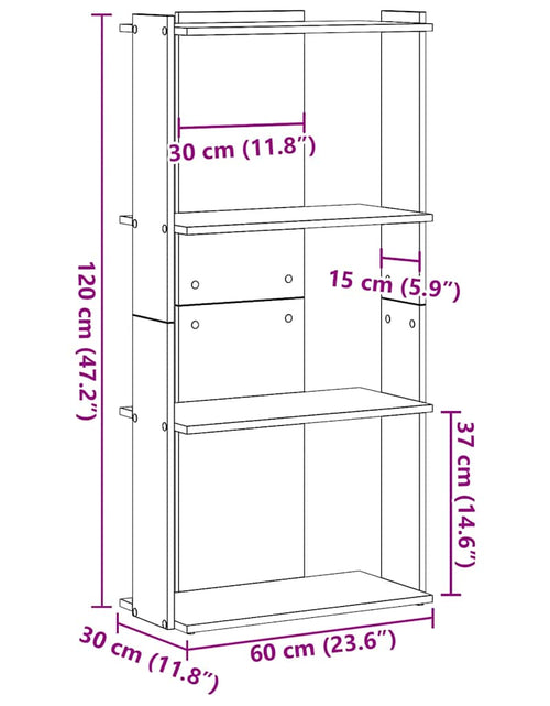 Încărcați imaginea în vizualizatorul Galerie, Bibliotecă 3 niveluri, stejar maro 60x30x120 cm, lemn prelucrat
