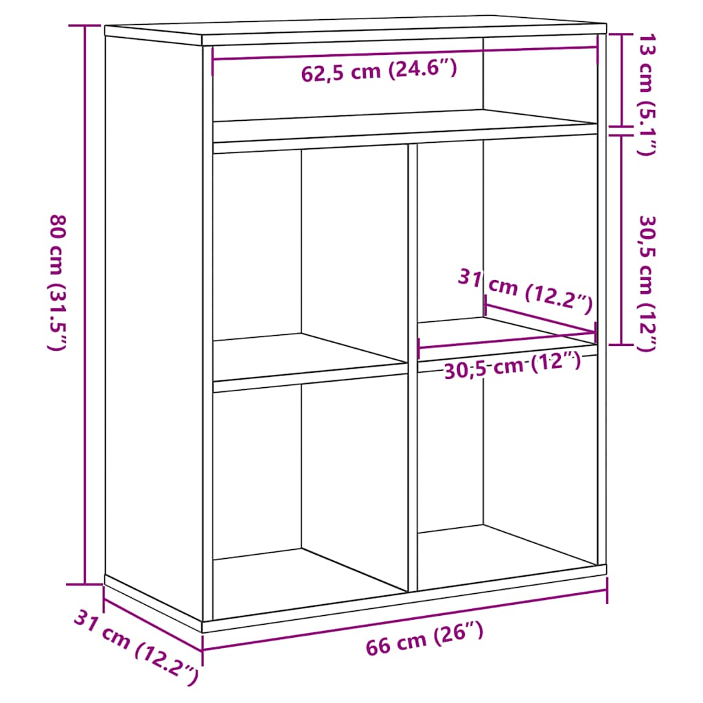 Bibliotecă, stejar Sonoma, 66x31x80 cm, lemn prelucrat