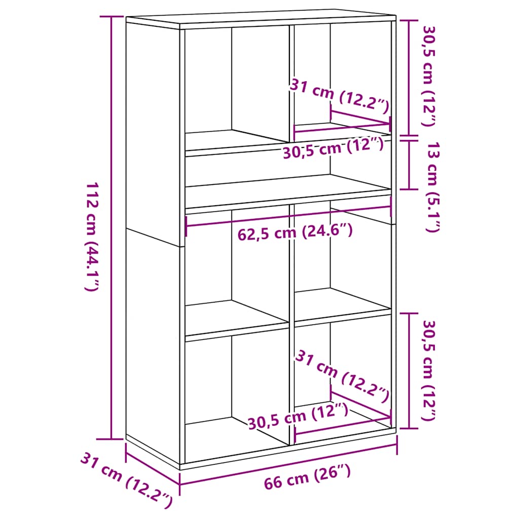 Bibliotecă, stejar maro, 66x31x112 cm, lemn prelucrat