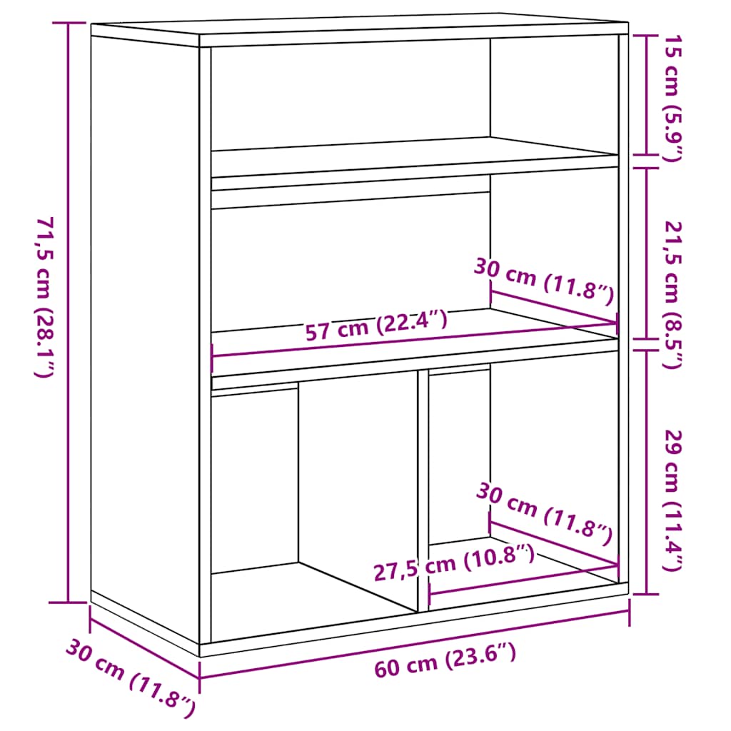 Bibliotecă, lemn vechi, 60x30x71,5 cm, lemn prelucrat