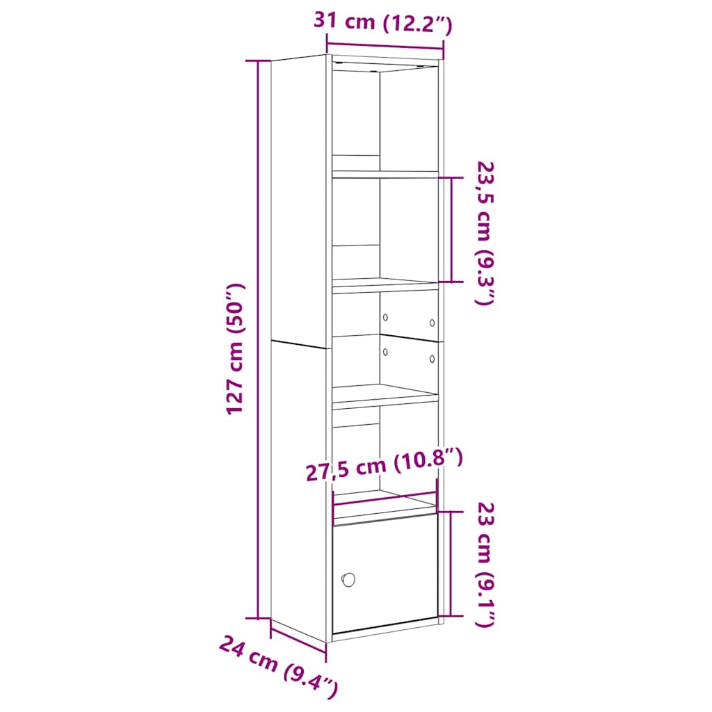 Bibliotecă Stejar negru 31x24x127 cm Lemn prelucrat