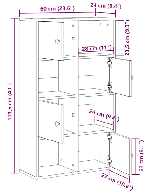 Încărcați imaginea în vizualizatorul Galerie, Bibliotecă, gri beton,60x24x101,5 cm, lemn prelucrat
