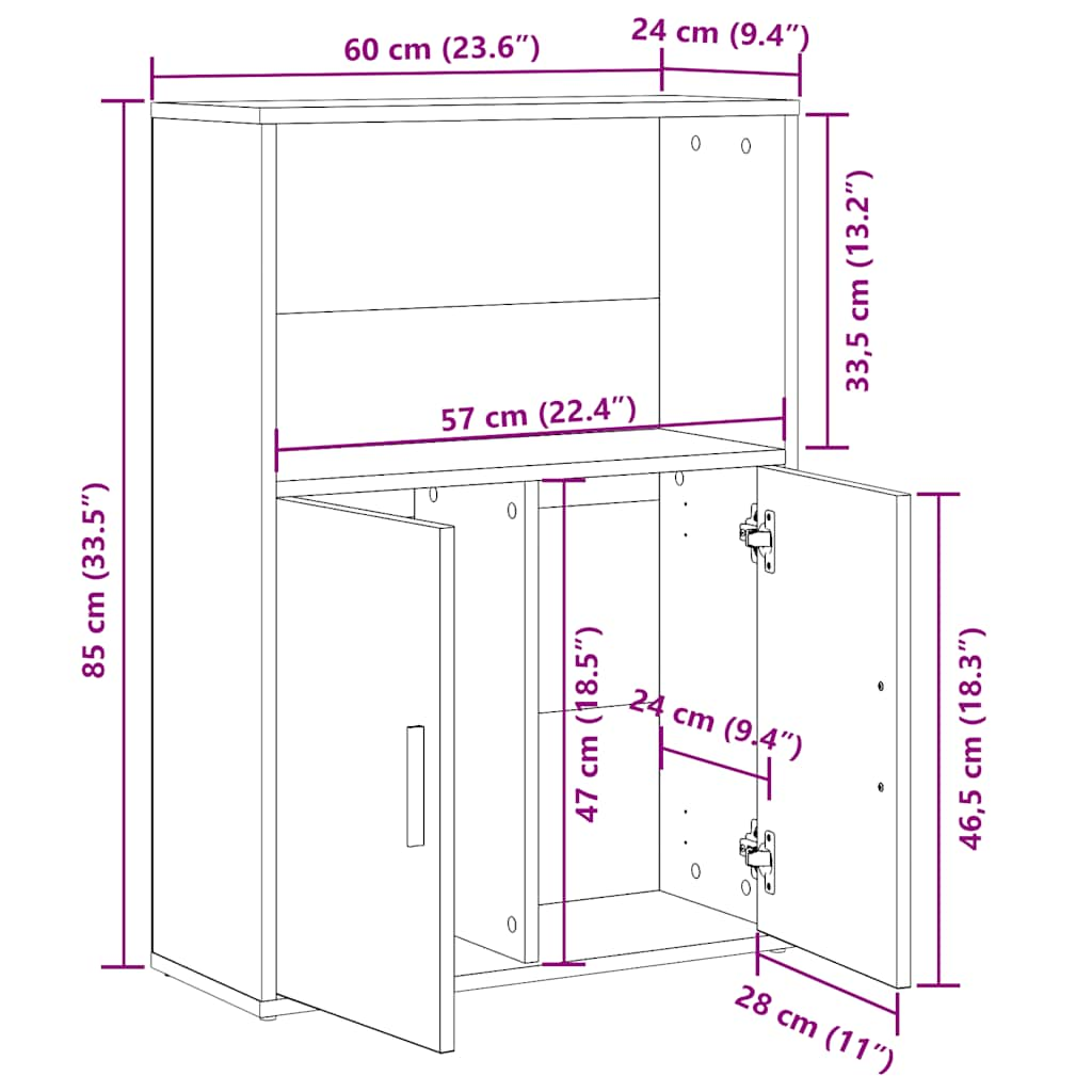 Bibliotecă, gri beton, 60x24x85 cm, lemn prelucrat