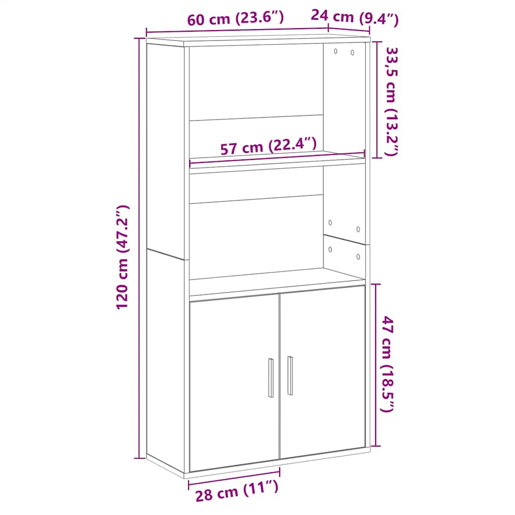 Bibliotecă, alb, 60x24x120 cm, lemn prelucrat