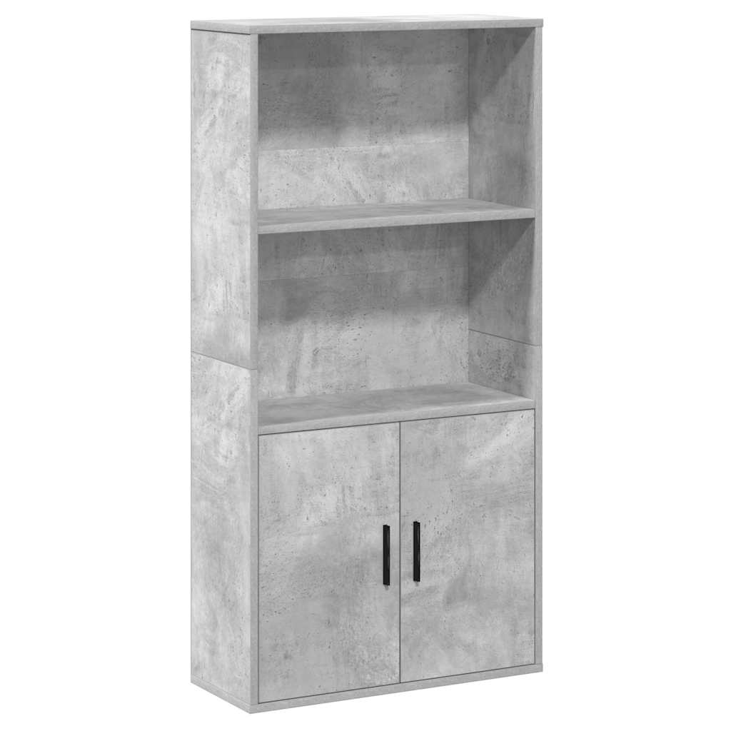 Bibliotecă, gri beton, 60x24x120 cm, lemn prelucrat