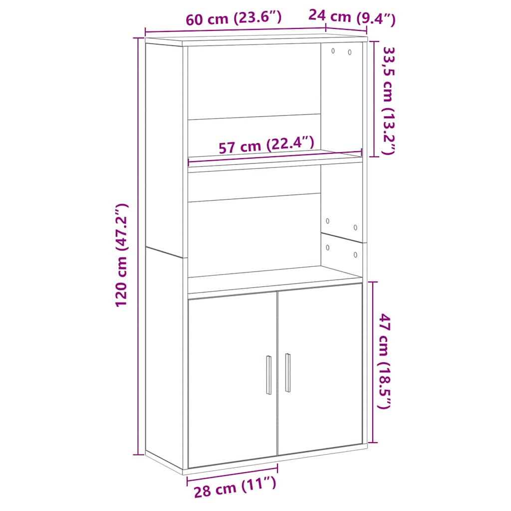 Bibliotecă, stejar maro, 60x24x120 cm, lemn prelucrat