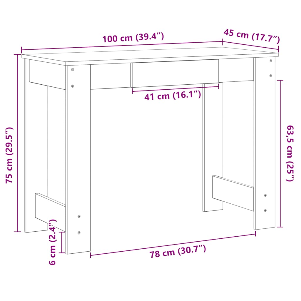 Birou, negru,100x45x75 cm, lemn prelucrat