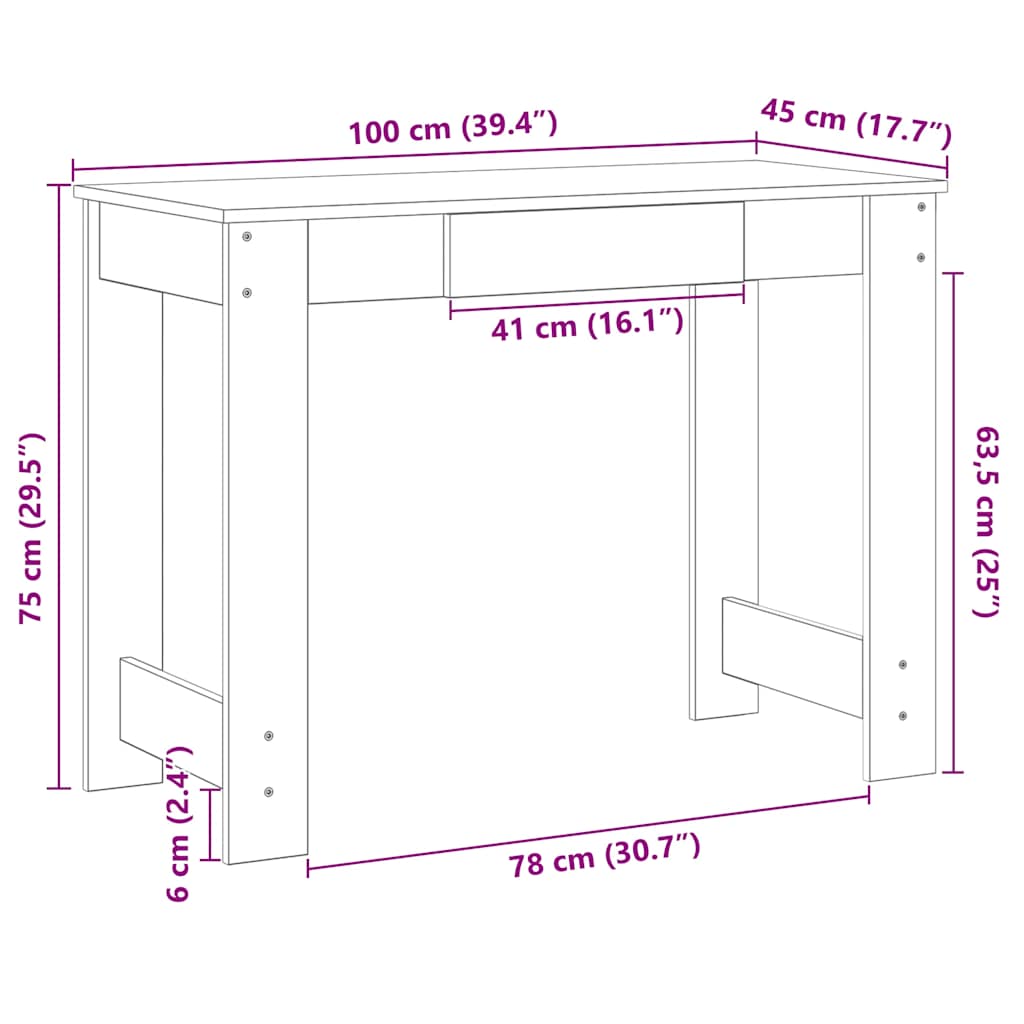 Birou, gri beton,100x45x75 cm, lemn compozit