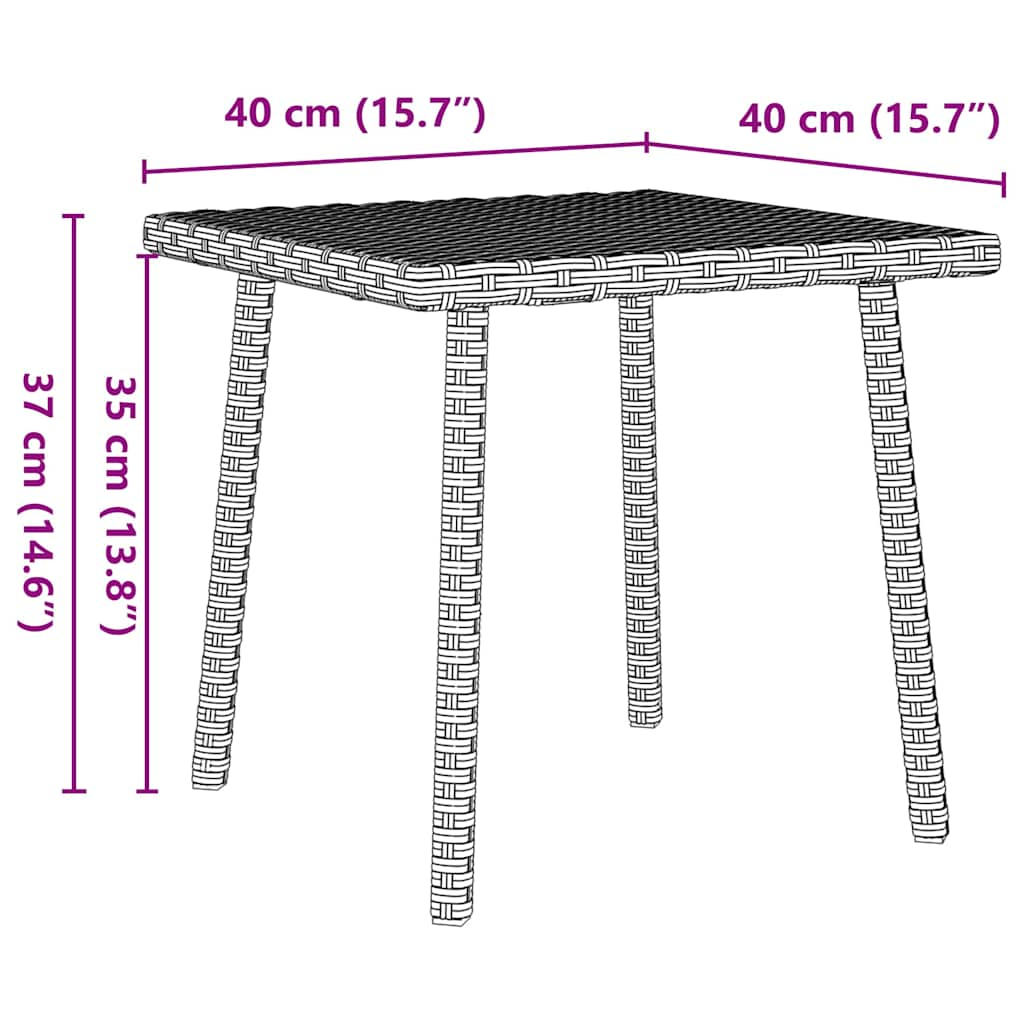 Masuta de cafea gradina dreptunghiulara gri deschis polirattan