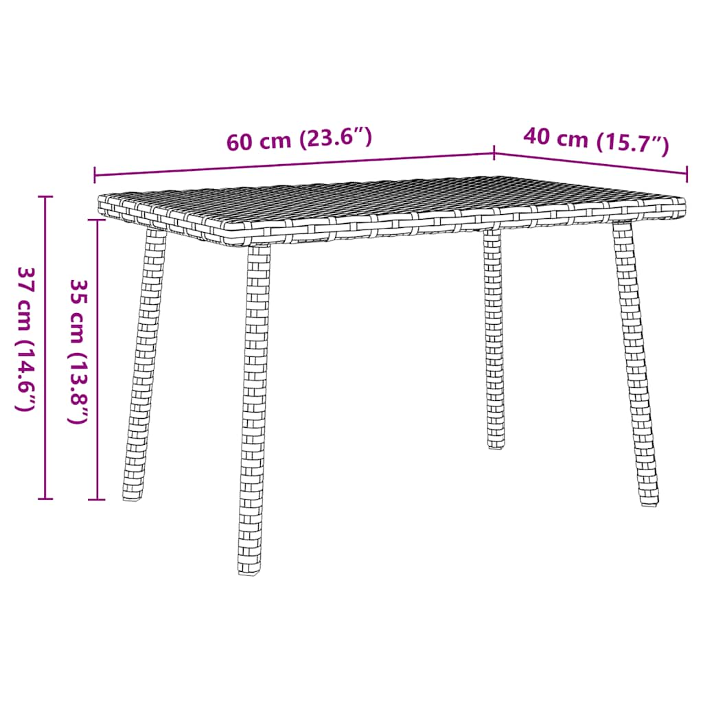 Masuta de cafea de gradina dreptunghiulara neagra polirattan