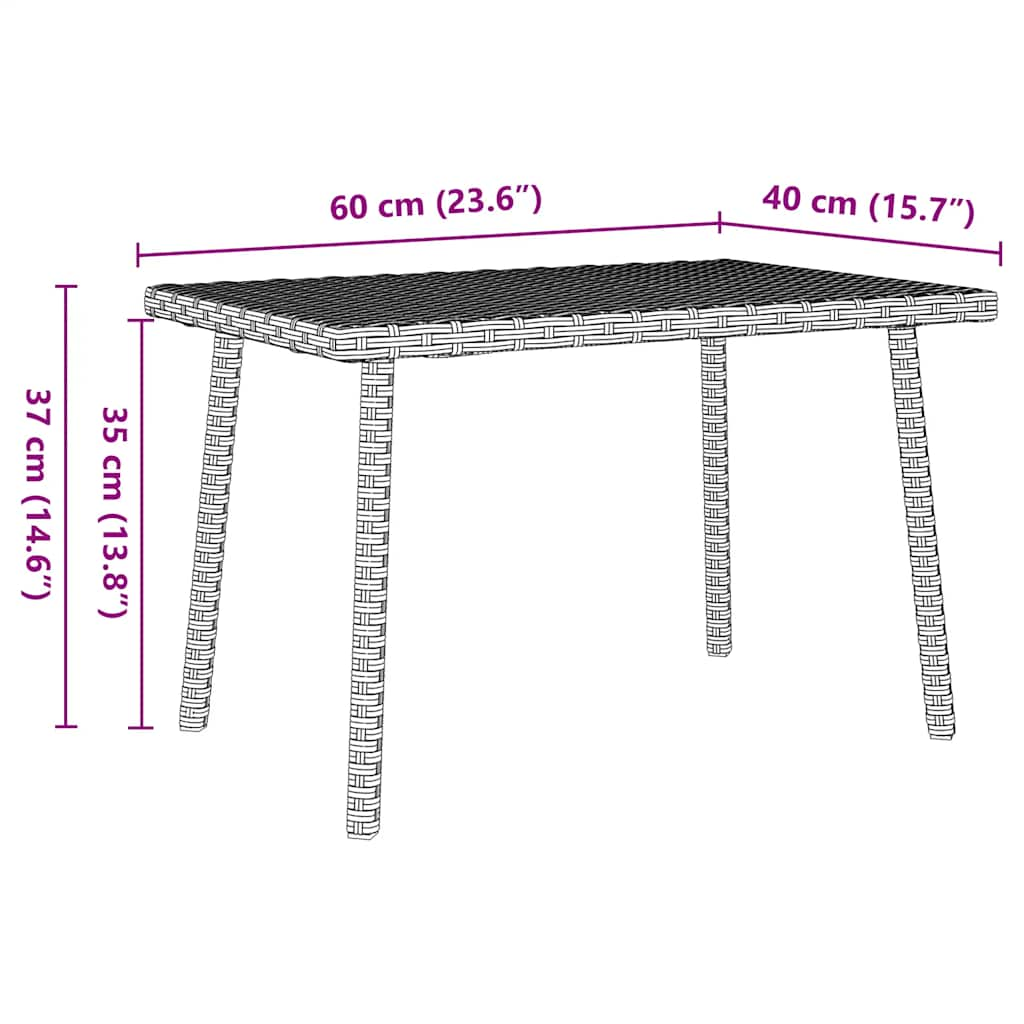 Masuta de cafea gradina dreptunghiulara gri deschis polirattan