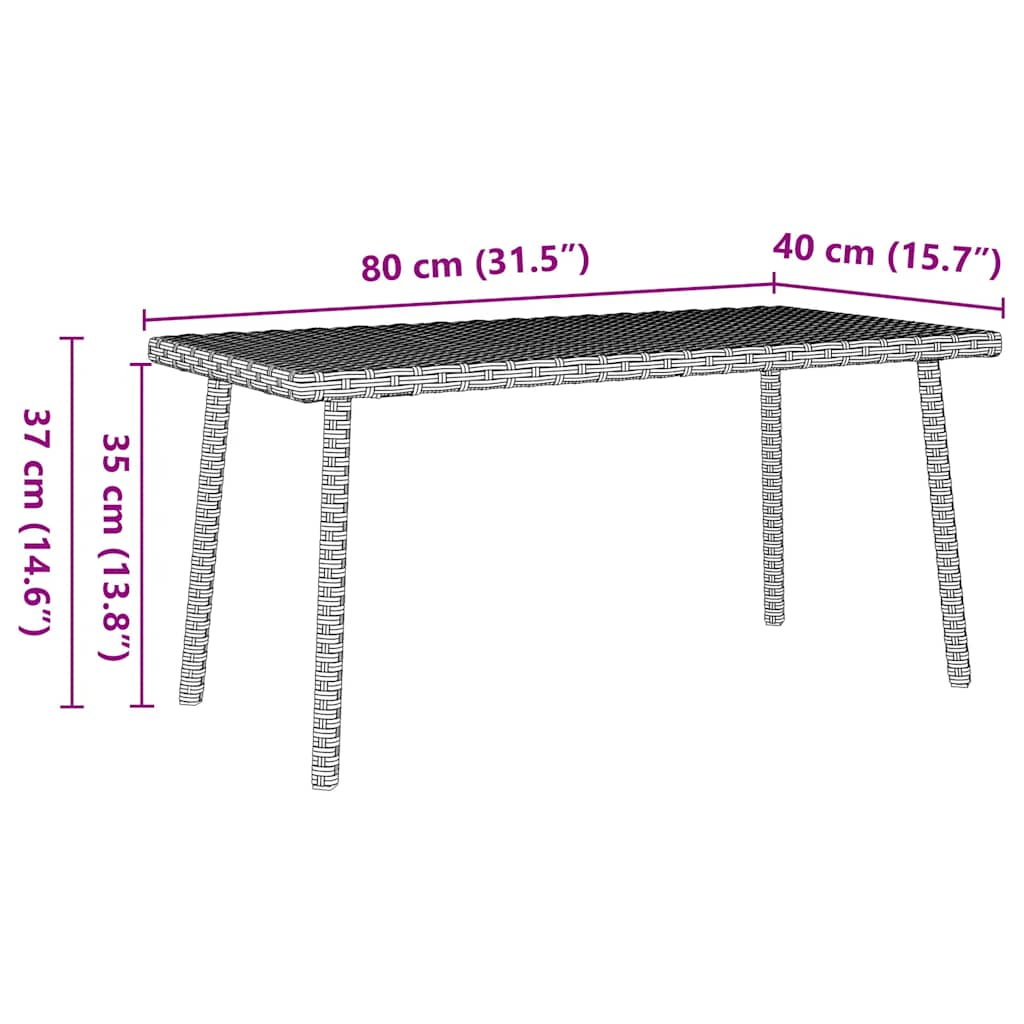 Masuta de cafea gradina dreptunghiulara gri deschis polirattan