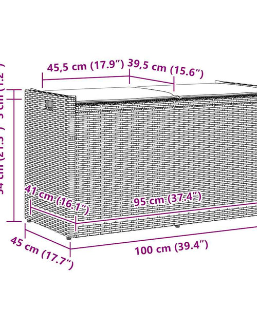 Încărcați imaginea în vizualizatorul Galerie, Bancă depozitare în aer liber cu pernă Neagră 100 cm Poly Ratan
