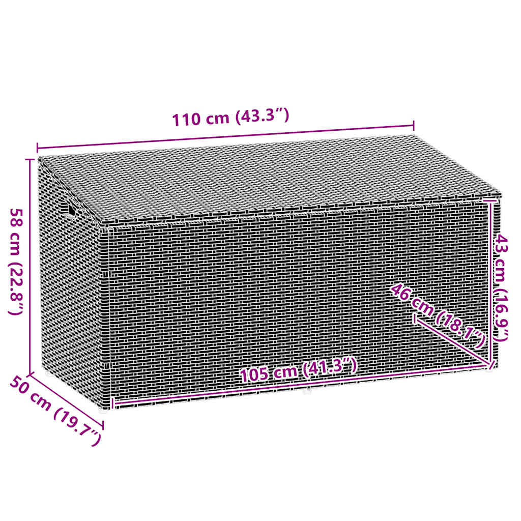 Cutie de depozitare de grădină gri 110x50x58 cm polirattan