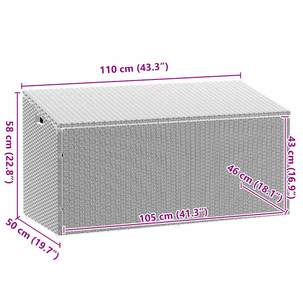 Cutie de depozitare grădină gri deschis 110x50x58 cm polirattan