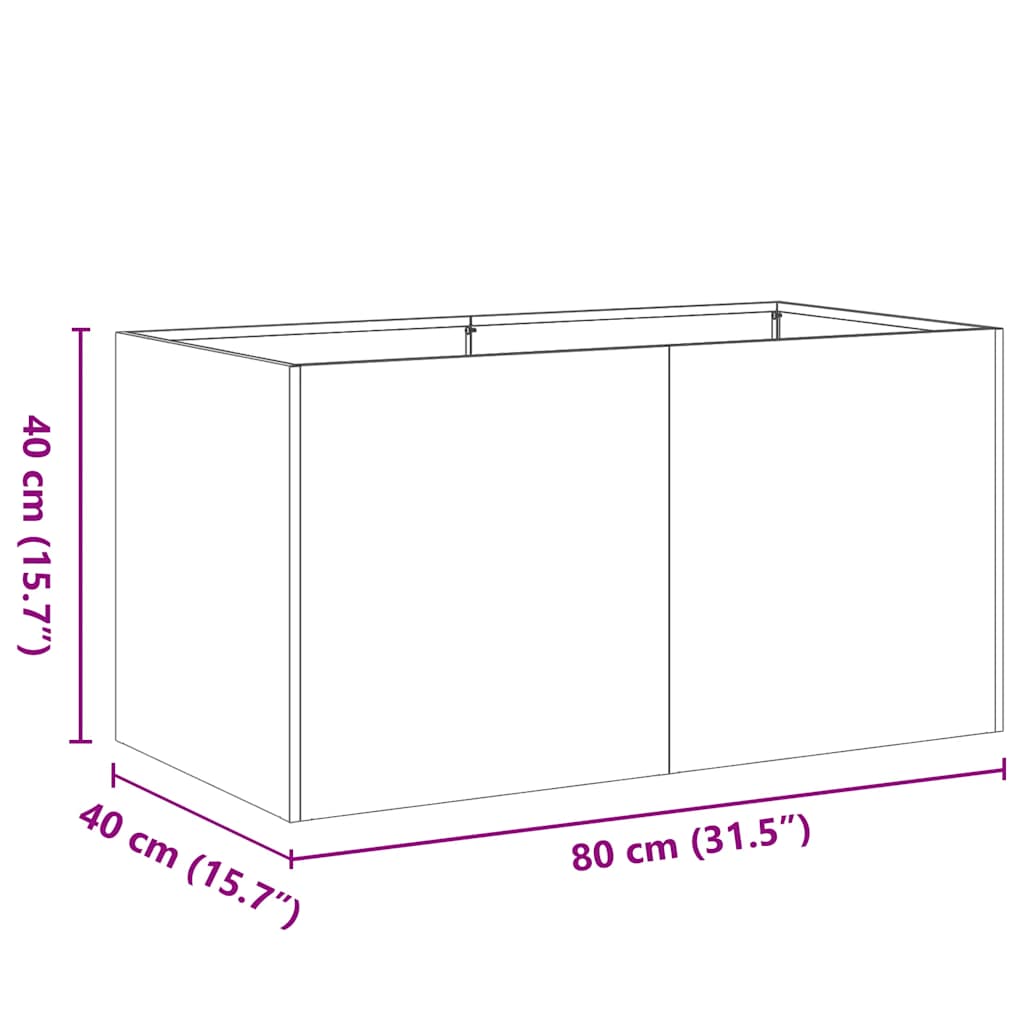 Jardinier negru 80x40x40 cm Oțel laminat la rece