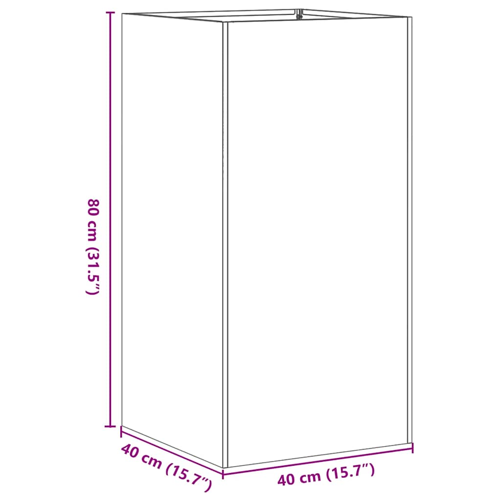 Jardinieră alb 40x40x80 cm Oțel laminat la rece