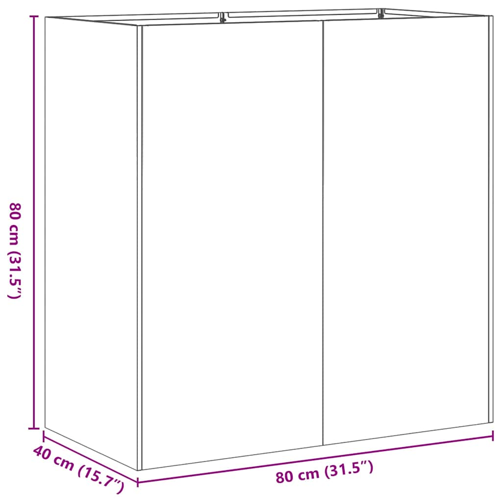 Jardinieră verde măsline 80x40x80 cm oțel laminat la rece