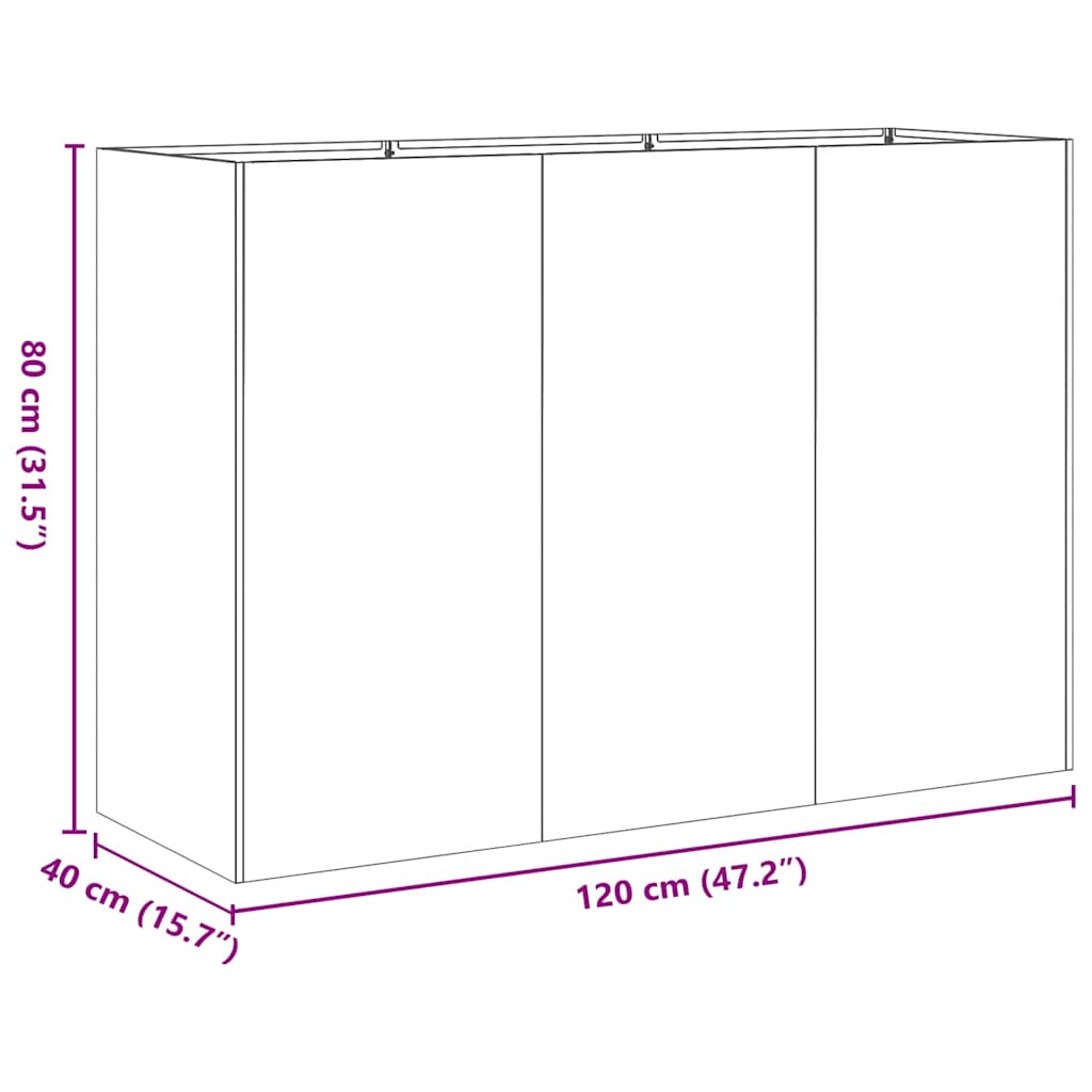 Jardinier alb 120x40x80 cm Oțel laminat la rece