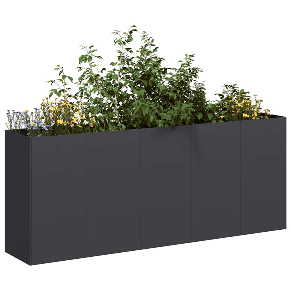 Jardinier negru 200x40x80 cm Oțel laminat la rece