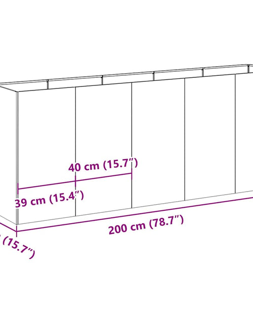 Încărcați imaginea în vizualizatorul Galerie, Jardinieră verde măsline 200x40x80 cm oțel laminat la rece
