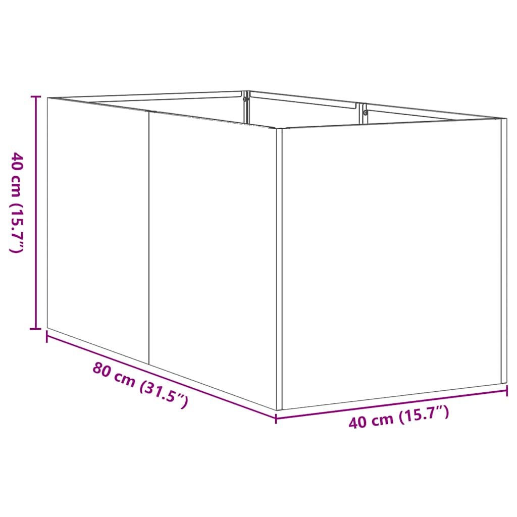 Jardinier negru 40x80x40 cm Oțel laminat la rece