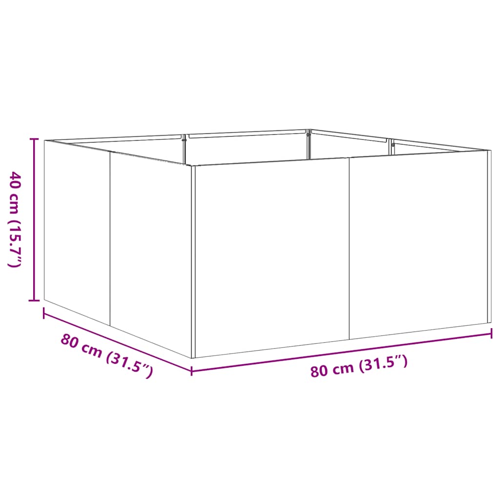 Jardinier negru 80x80x40 cm Oțel laminat la rece