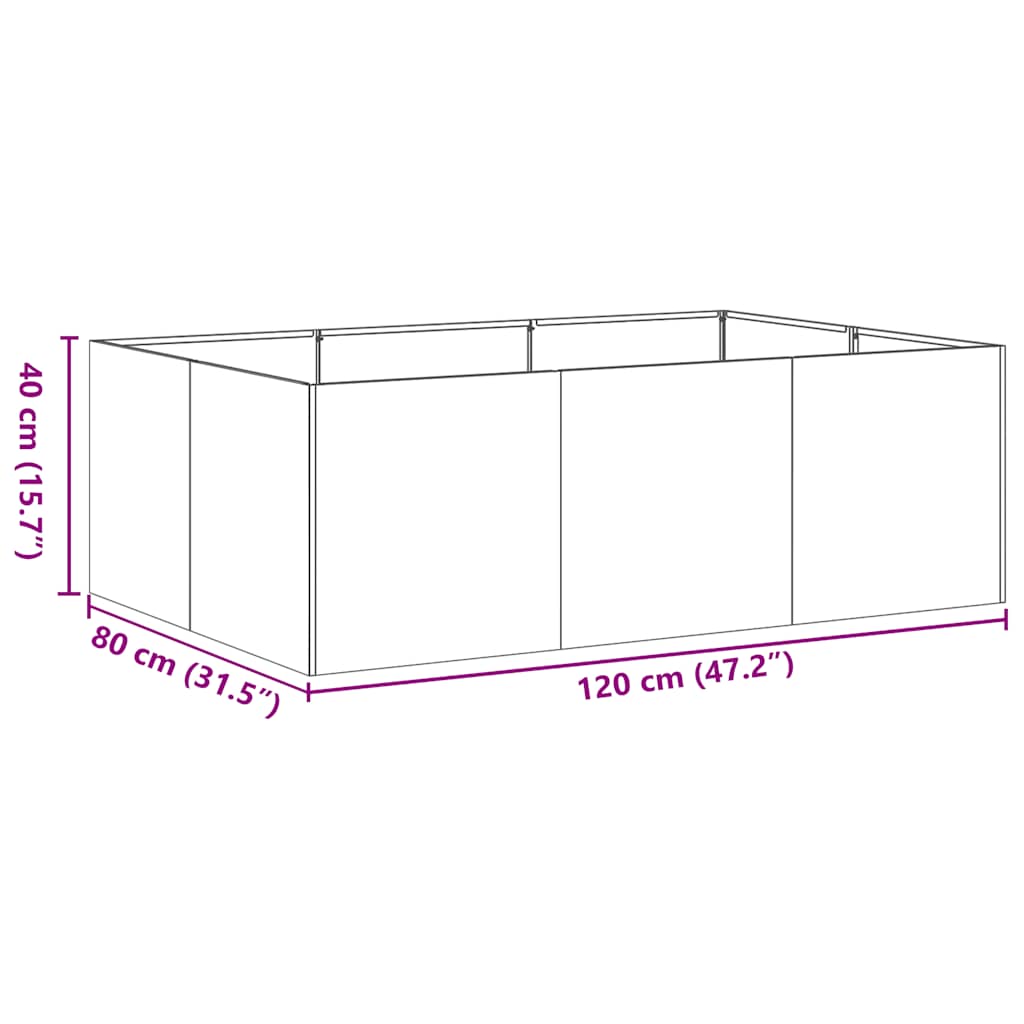 Jardinier negru 120x80x40 cm Oțel