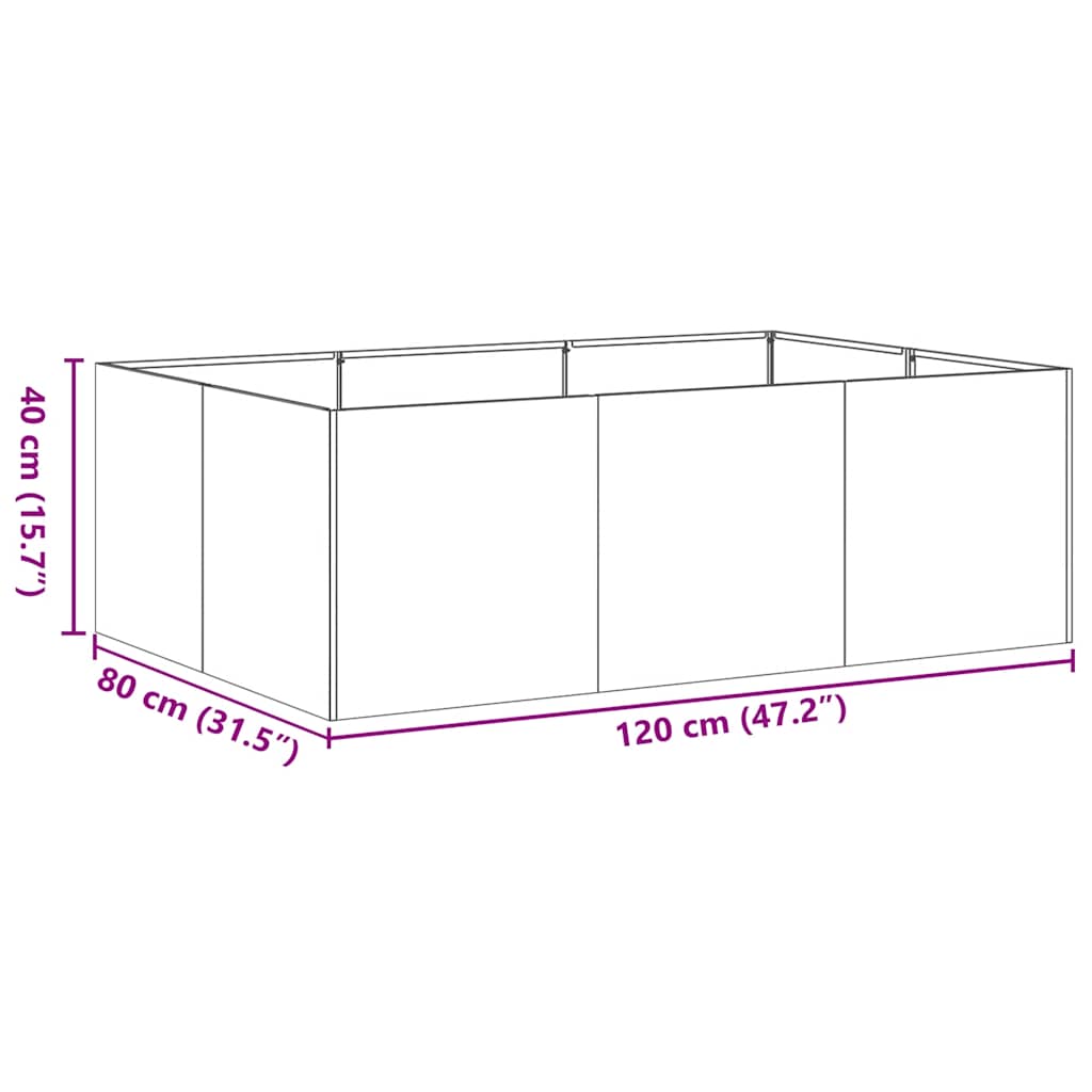 Jardinieră 120x80x40 cm oțel galvanizat