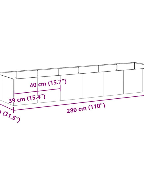 Încărcați imaginea în vizualizatorul Galerie, Jardinieră verde măsline 280x80x40 cm oțel
