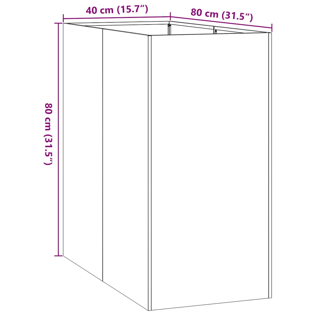 Jardinieră alb 40x80x80 cm oțel