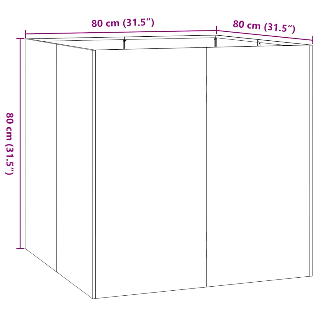 Jardinieră alb 80x80x80 cm oțel