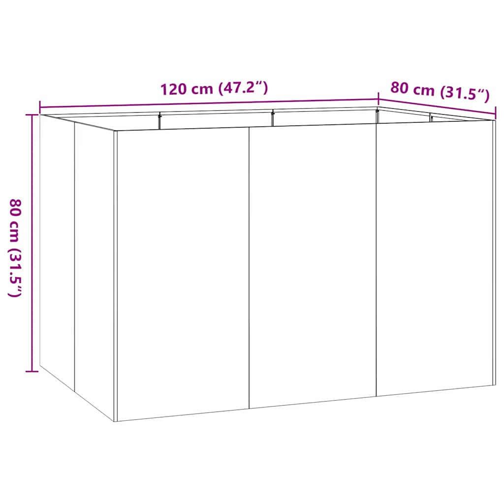 Jardinier negru 120x80x80 cm Oțel