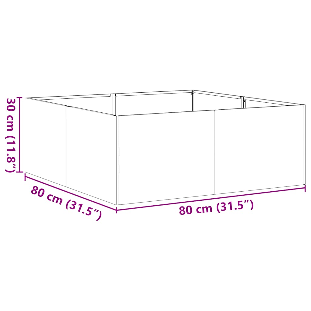 Jardinieră alb 80x80x30 cm oțel