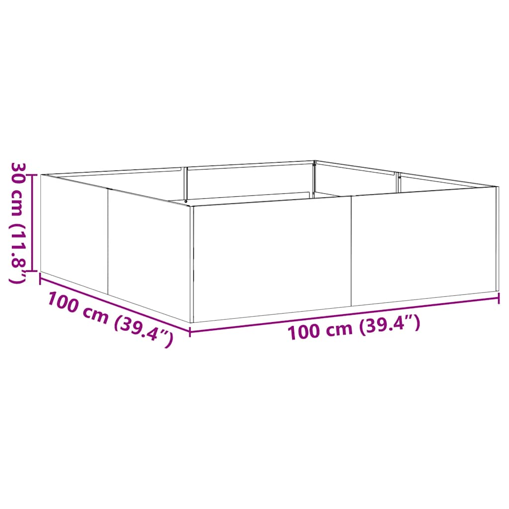 Jardinieră alb 100x100x30 cm oțel