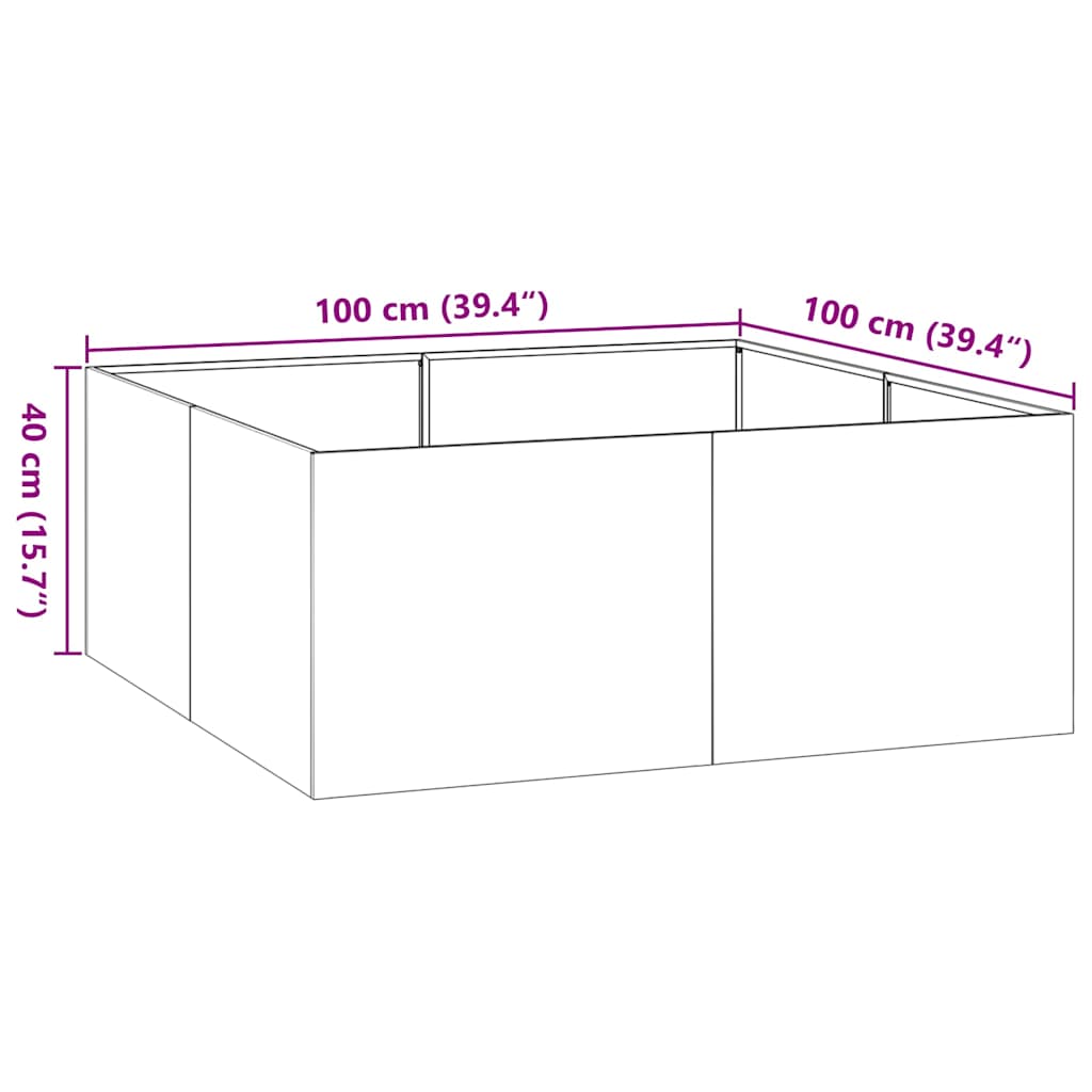 Jardinieră 100x100x40 cm oțel galvanizat