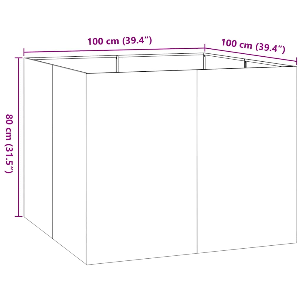 Jardinieră alb 100x100x80 cm oțel