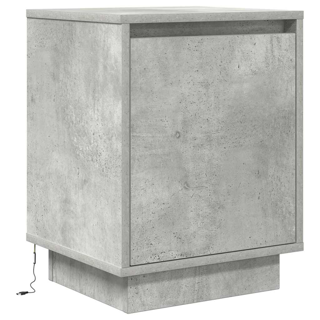 Noptiera cu lumini LED Gri beton 38x34x50 cm