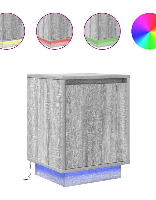 Загрузите изображение в средство просмотра галереи, Noptiera cu lumini LED Gri Sonoma 38x34x50 cm
