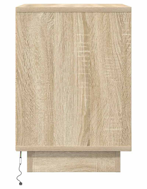 Загрузите изображение в средство просмотра галереи, Noptiera cu lumini LED Stejar Sonoma 38x34x50 cm
