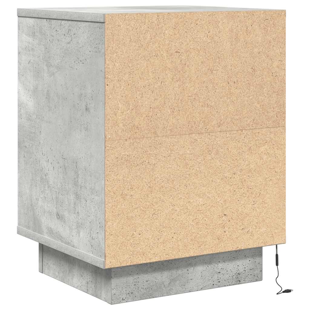 Noptiera cu lumini LED Gri beton 38x34x50 cm